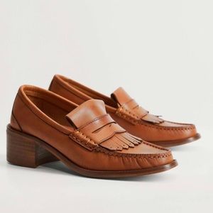 Mango heel leather Loafer brown size.EU 38 US 7.5